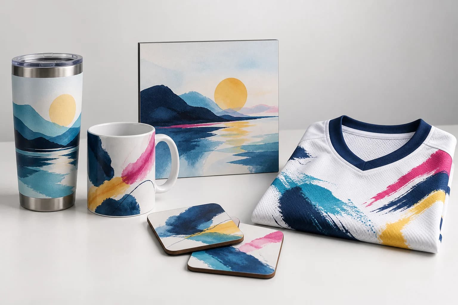 Concept assortment of personalized sublimation products
